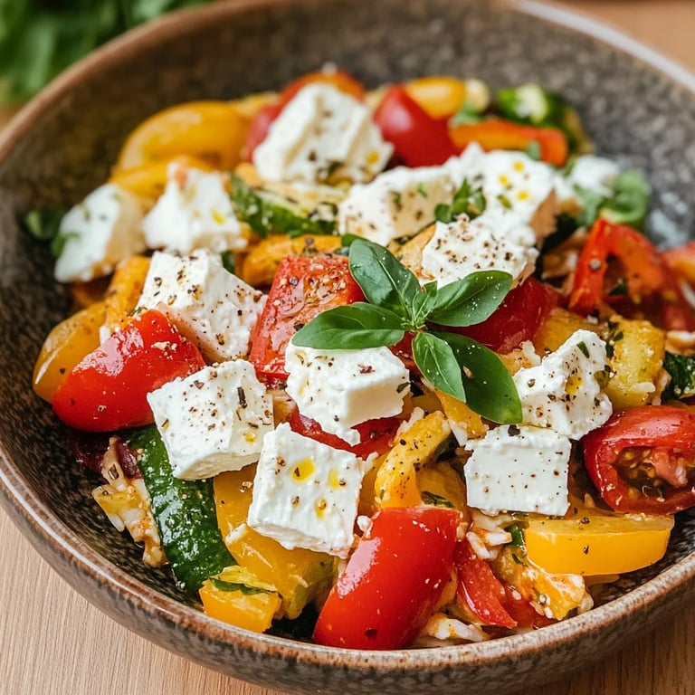 Gemüse Reispfanne mit Feta