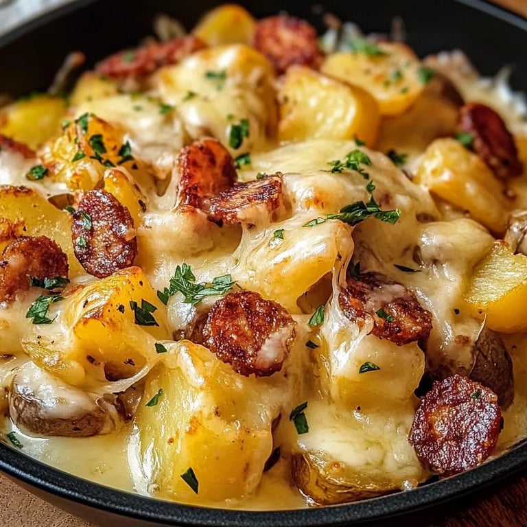 Cheesy Ranch Potatoes and Smoked Sausage