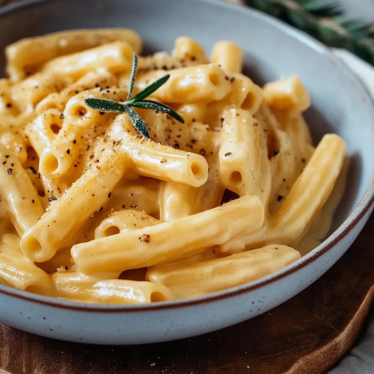 Cremiges Nudelgericht mit Kürbis