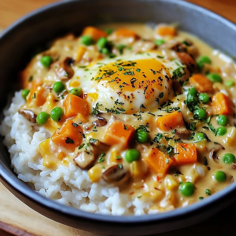 Reis mit Gemüse-Frischkäse-Sauce