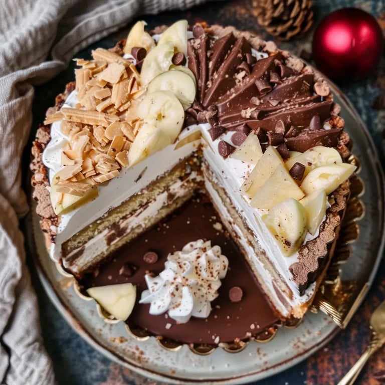 Weihnachtstorte mit Äpfeln und Schokolade