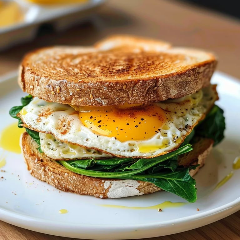 Sándwiches de desayuno con huevo y espinacas