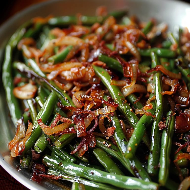 Roasted Green Beans with Caramelized Shallots