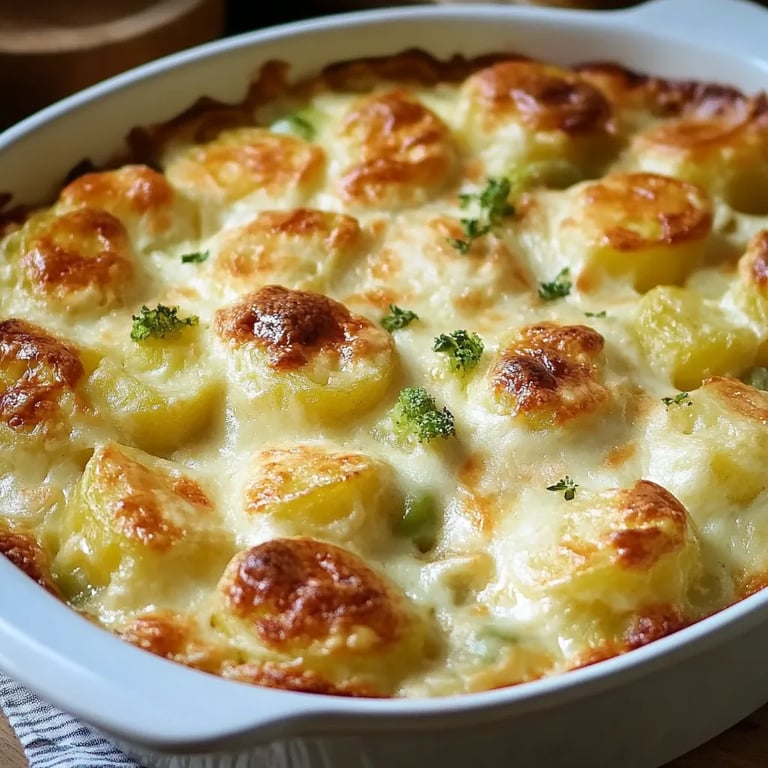 Rosenkohlauflauf mit zarten Kartoffeln und herzhaftem Käse