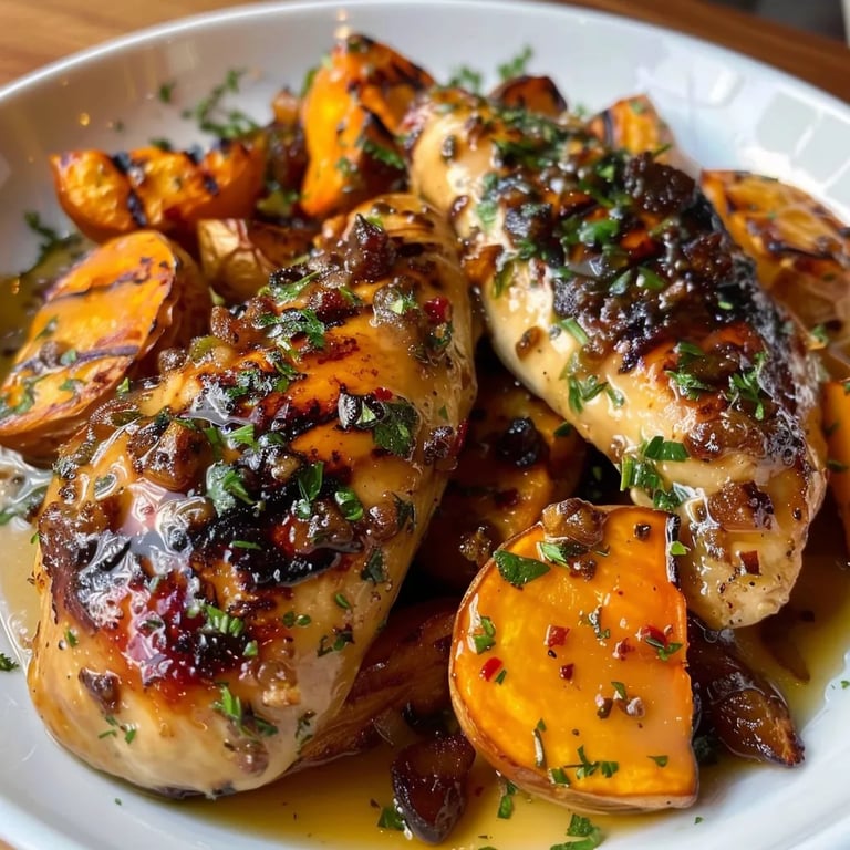Maple Glazed Chicken with Roasted Sweet Potatoes