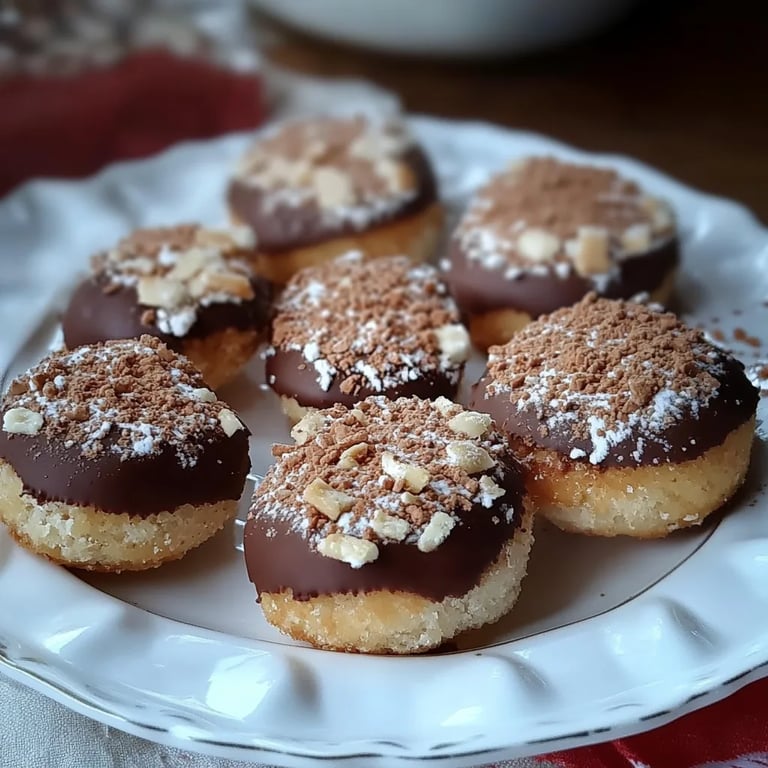 Weihnachtsplätzchen mit Schokolade und Kokosraspeln