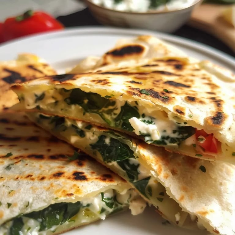 Quesadillas de espinacas y feta