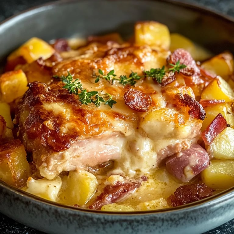 Cremiger Kartoffelauflauf mit Schinken