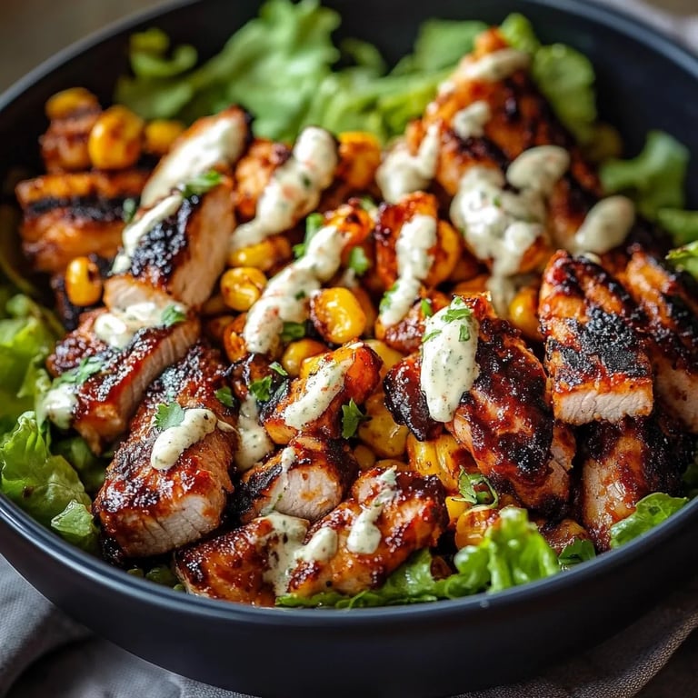 Köstlicher BBQ Hähnchen Salat