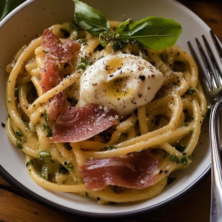 Krämig pasta med basilika och vitlök och prosciutto: Ett fantastiskt ultimat recept