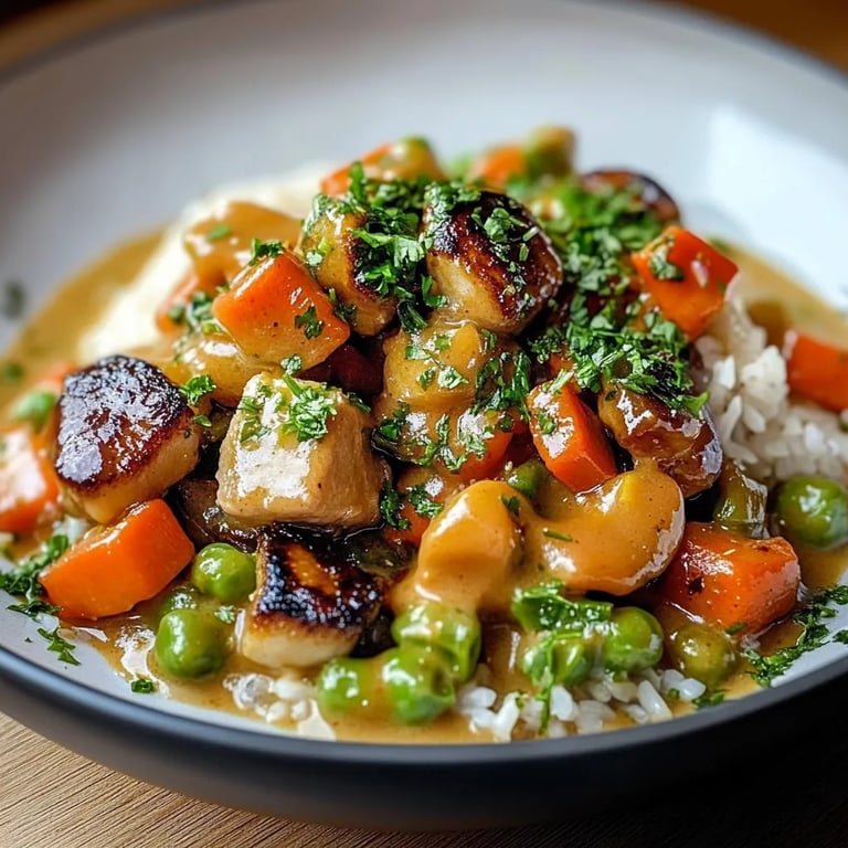 Reis mit Gemüse-Frischkäse-Sauce