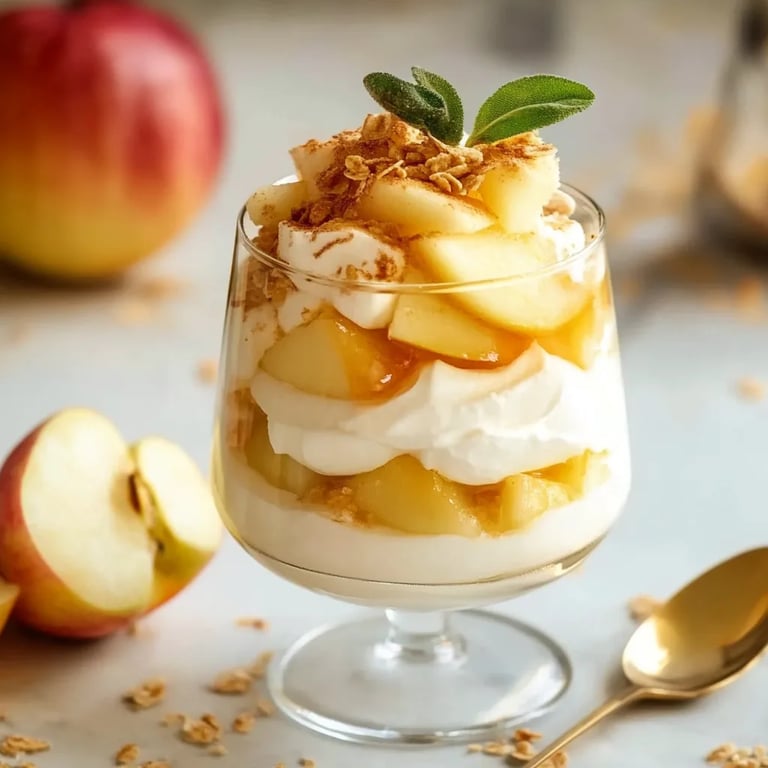 Mascarpone und Äpfel im Glas