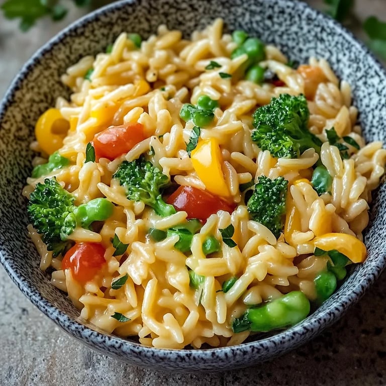 Cremiger Brokkoli-Käse-Orzo