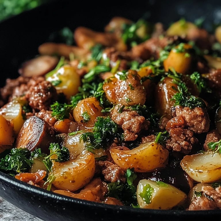 Würzige Rosenkohl-Hackfleisch-Pfanne