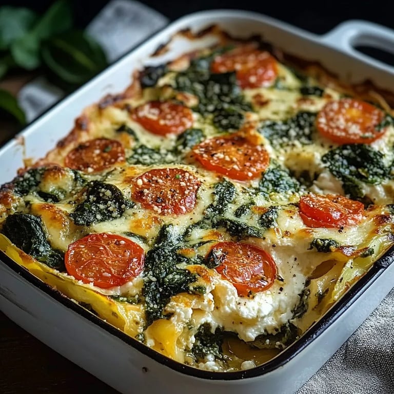 Spinat-Lasagne mit Feta und Tomaten