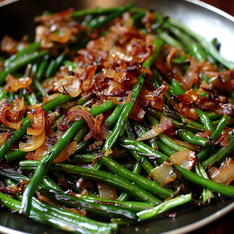 Roasted Green Beans with Caramelized Shallots