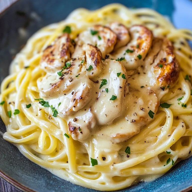 Pasta mit Hähnchen Alfredo