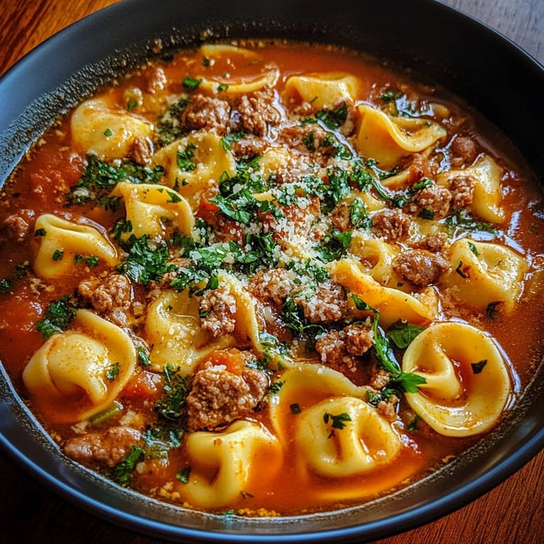 Spicy Sausage & Tortellini Soup