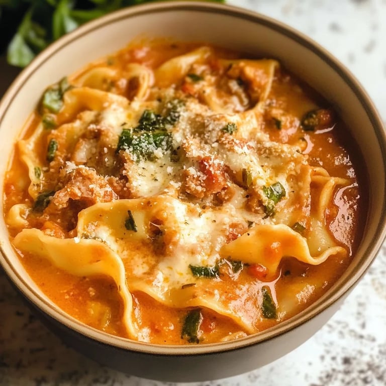Spicy & Creamy Lasagna Soup