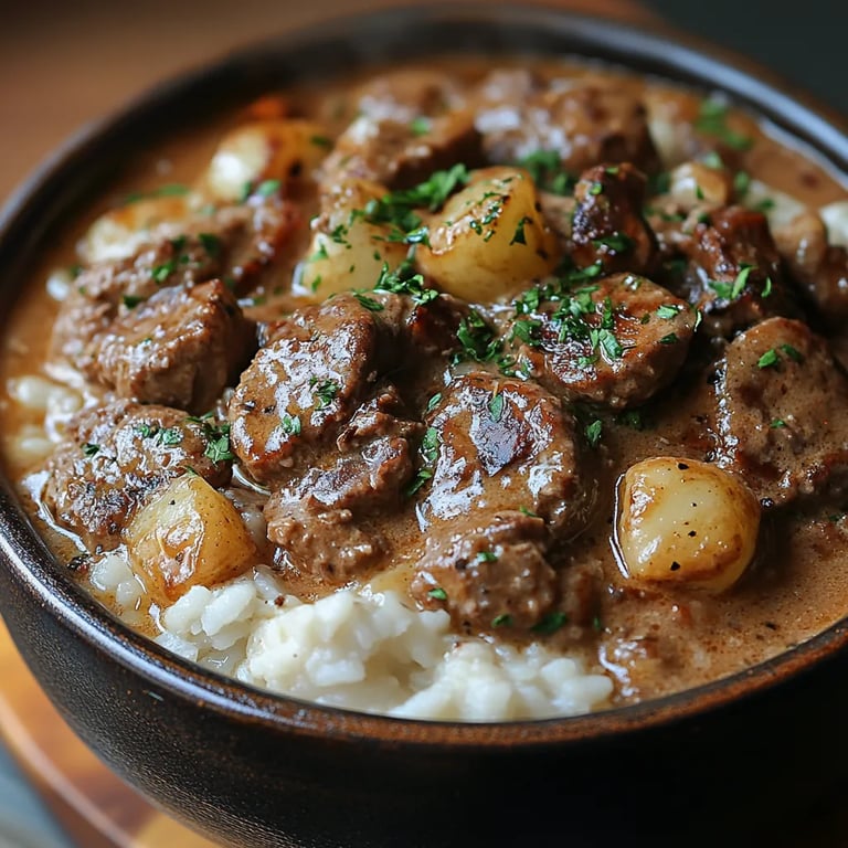 Estofado de Ternera Estilo Stroganoff en Olla de Cocción Lenta: Una Increíble Receta