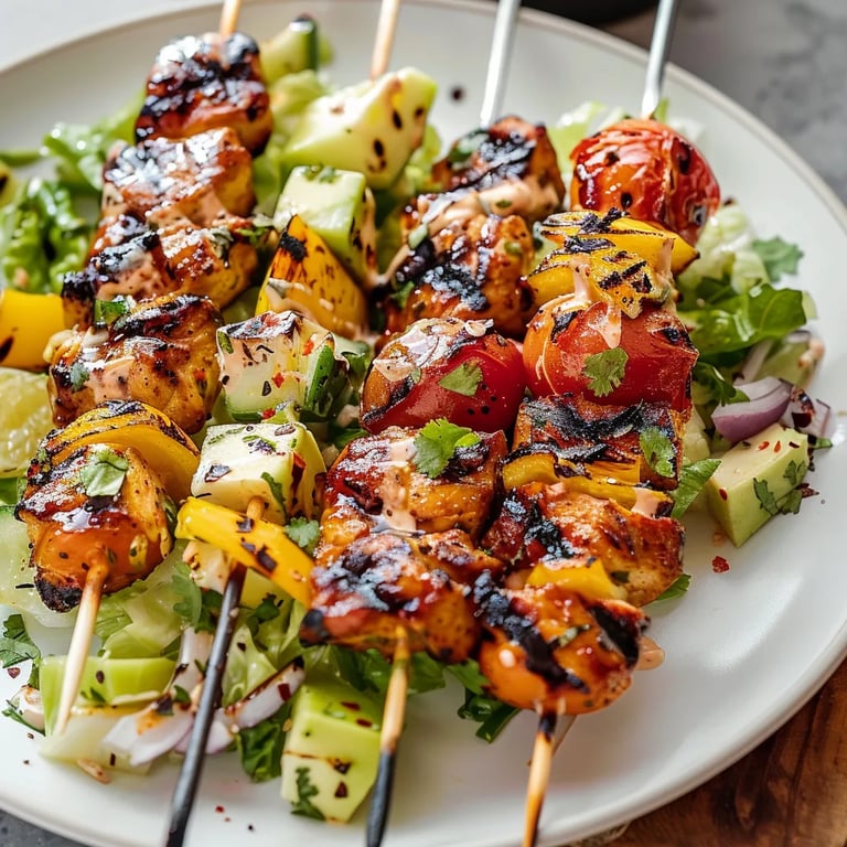 BBQ Chicken Skewer Salad