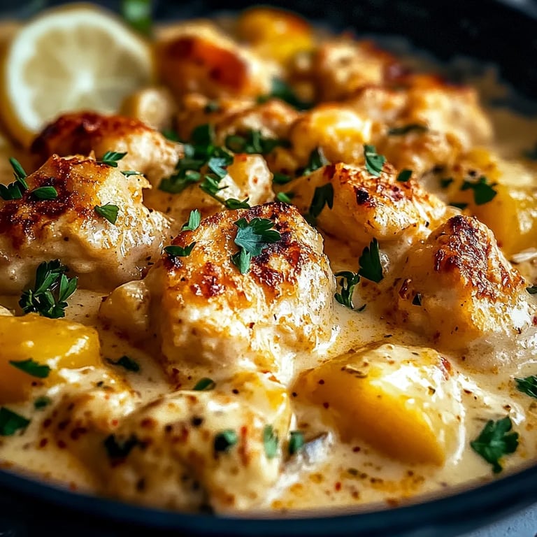 Cremiges Hähnchen mit Reis