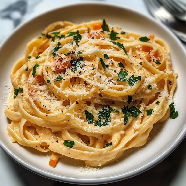 Easy Creamy Pumpkin Alfredo Pasta