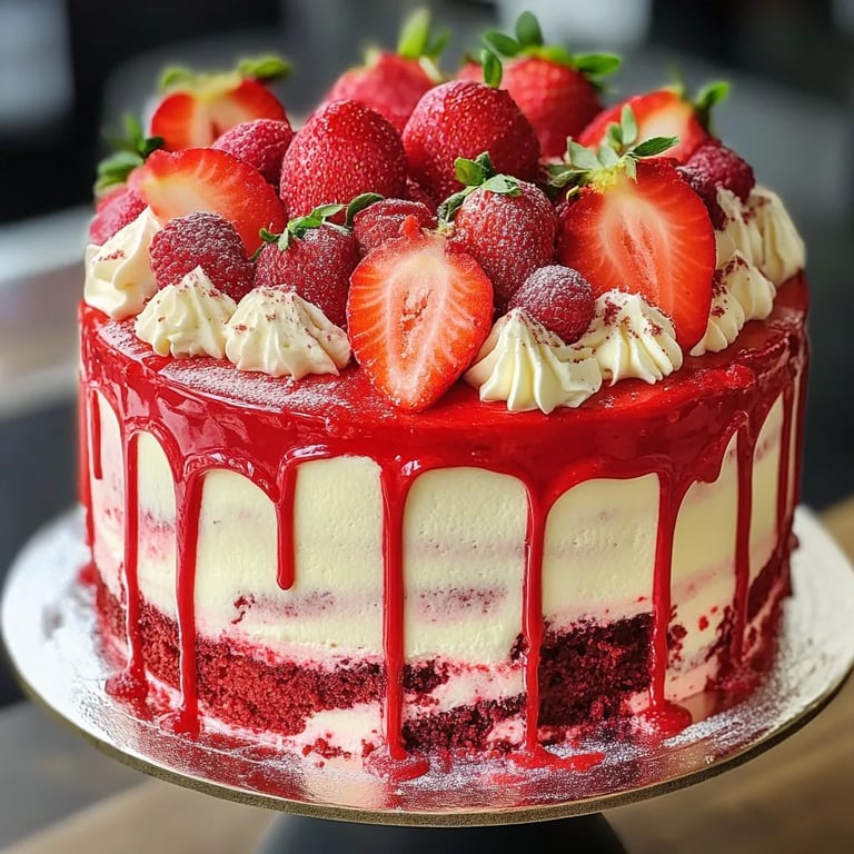 Strawberry Red Velvet Cream Cake