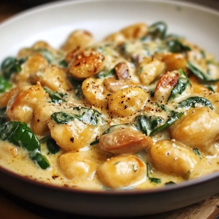 Gnocchi mit Pilzen und Spinat