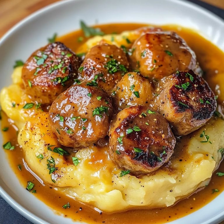 Hackbällchen in cremiger Sauce mit Kartoffelpüree: Ein Unglaubliches Ultimatives Rezept für 4 Personen