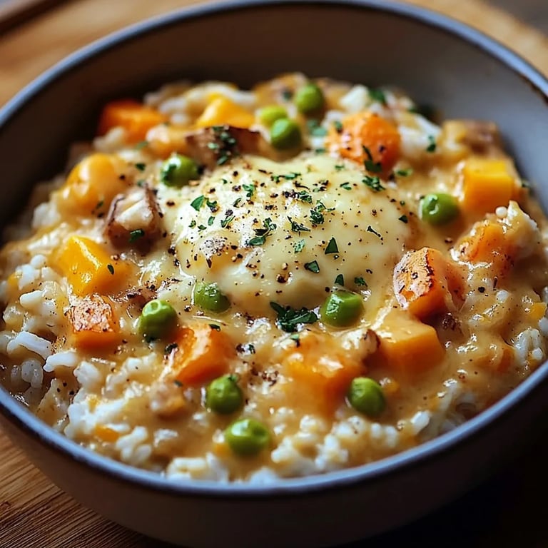 Reis mit Gemüse-Frischkäse-Sauce