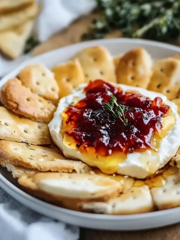 Quick Baked Brie with Red Pepper Jelly