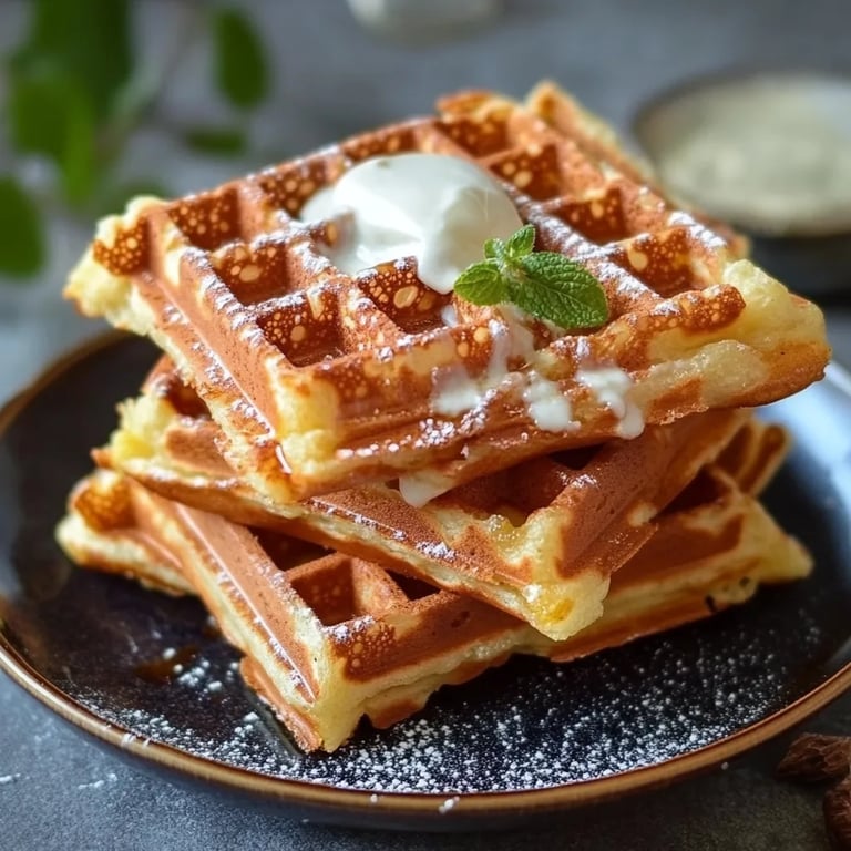 Herzhafte Waffeln mit Schinken und Käse