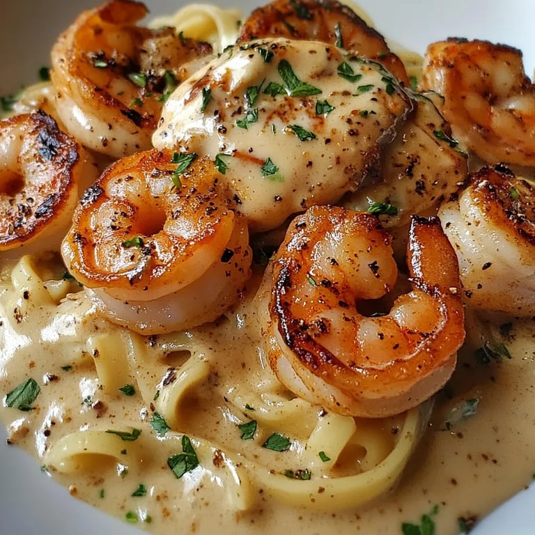 Crevettes Cajun et Saumon avec Sauce Crémeuse à l’Ail : Une Recette Incroyable Ultime
