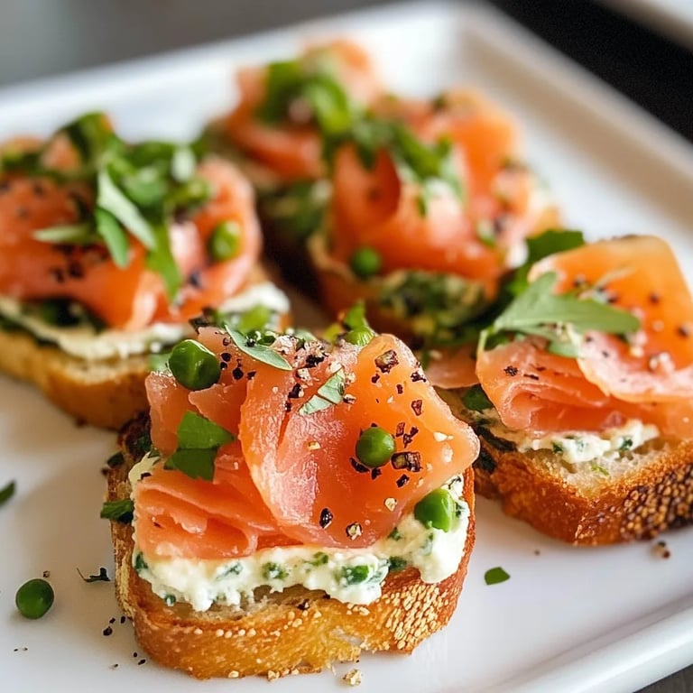 Smoked Salmon Crostini with Garlic Herb Cream Cheese