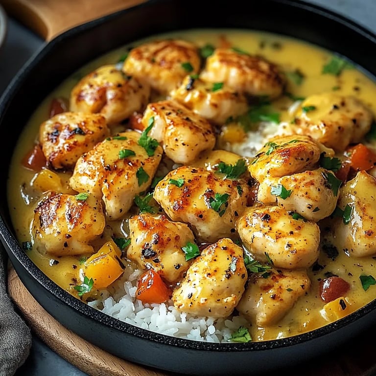 Cremige Honig-Senf-Hähnchenpfanne