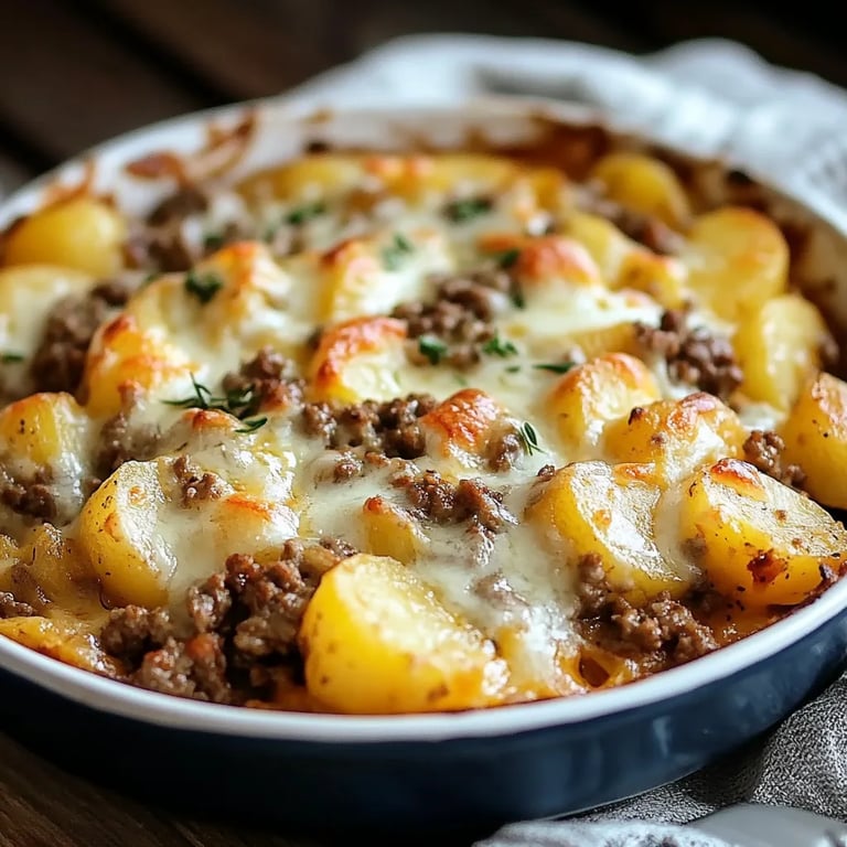 Cheesy Ground Beef & Potato Casserole (One-Pan Dinner!)