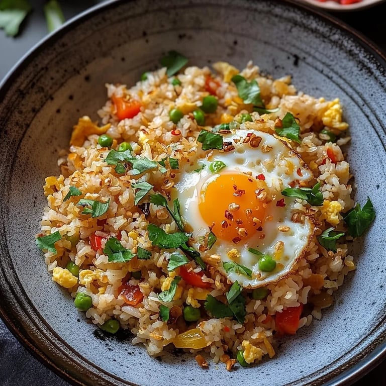Gebratener Reis mit Ei und Gemüse