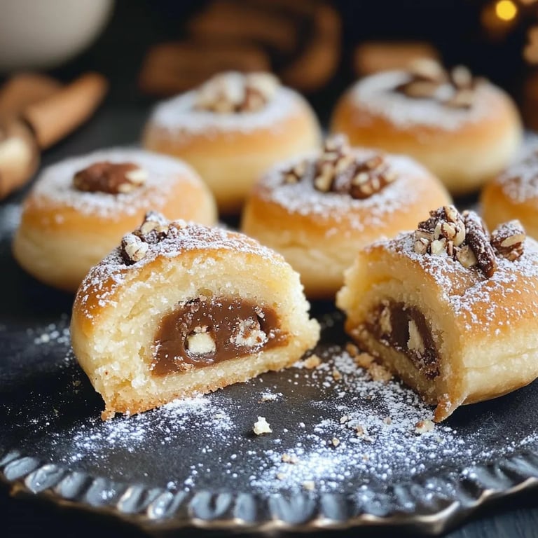 Vanillekipferl-Kugeln mit Marzipan & Nougat