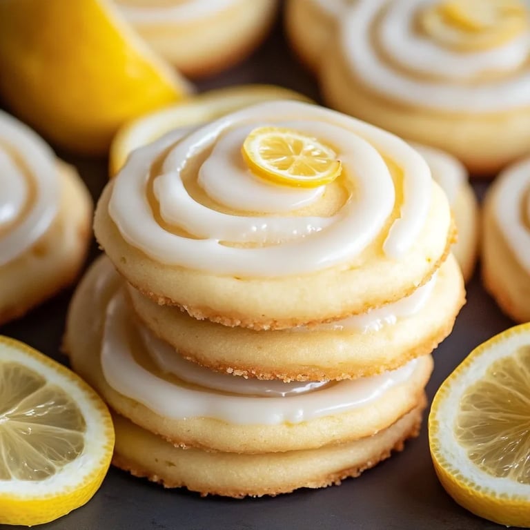 Weiche Zitronenkekse mit spritziger Glasur