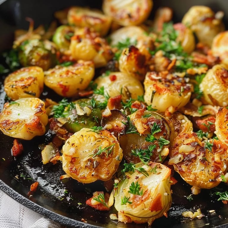 Gebratener Rosenkohl aus der Pfanne mit Parmesan