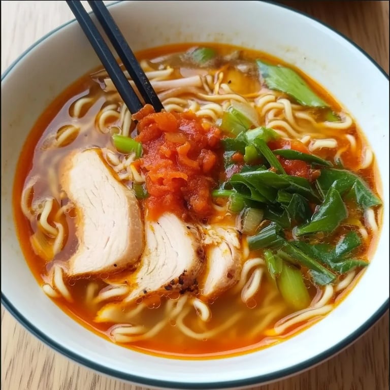 Spicy Chicken Ramen Noodle Soup
