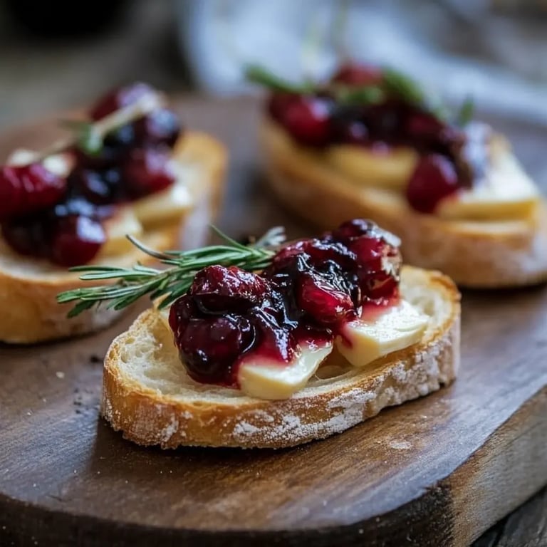 Crostini mit Camembert und Balsamico-Cranberries