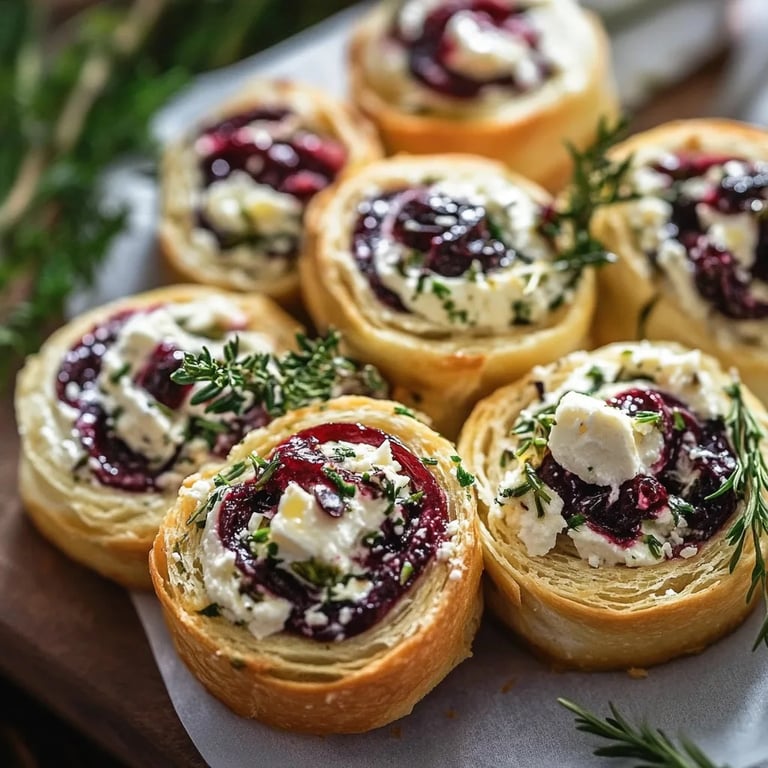 Cranberry Cream Cheese Pinwheels with Feta & Herbs