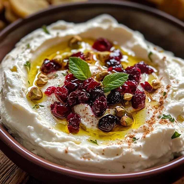 Whipped Feta Dip with Honey, Pistachios, and Cranberries