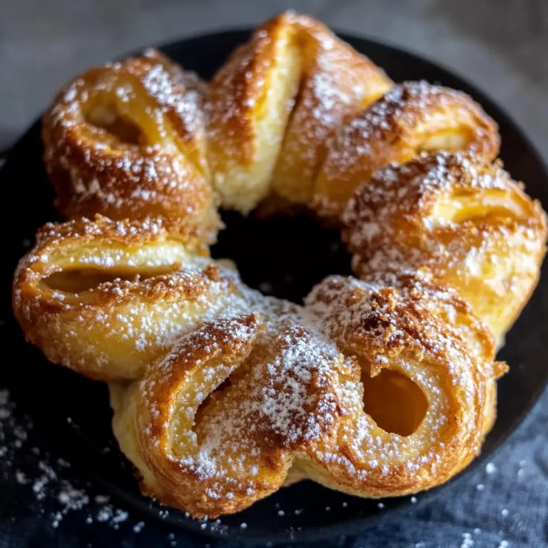Gebackene Apfelringe mit Blätterteig
