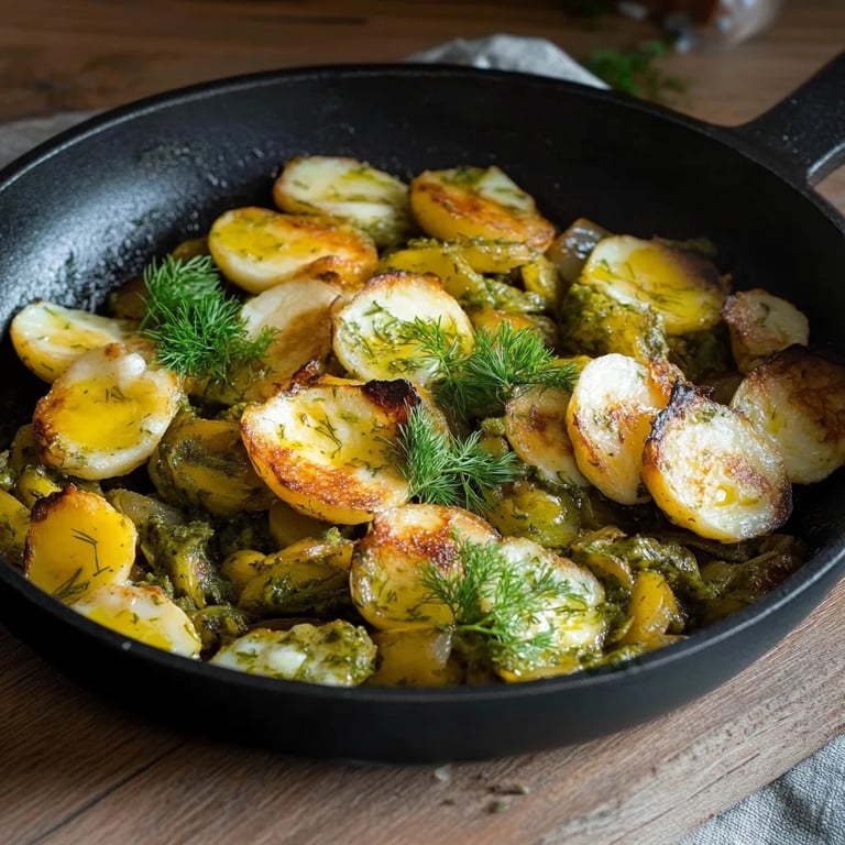 Dicke Bohnen mit Knoblauch, Dill und Eiern