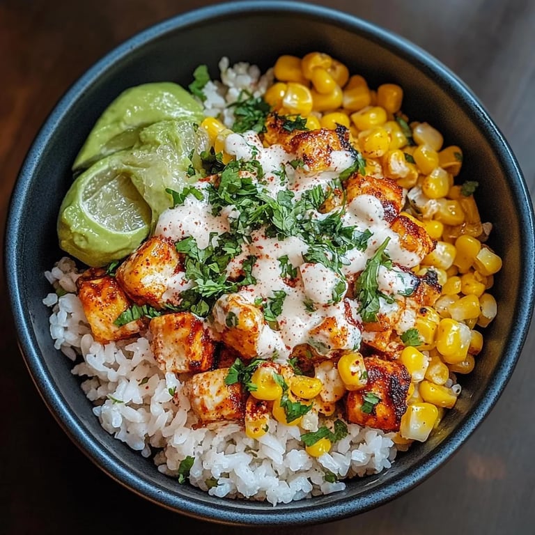 Street Corn Hähnchen Reis Bowl