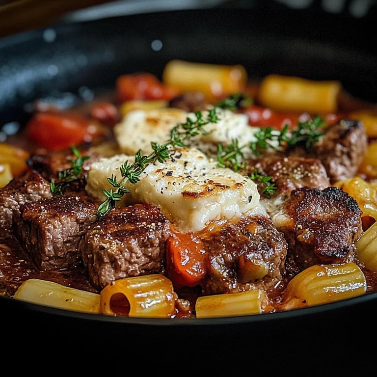 Nudelauflauf mit Feta Hackfleisch