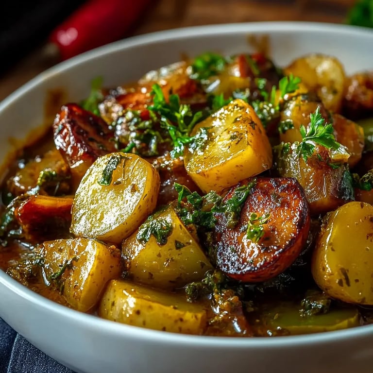 Grünkohl-Eintopf mit Würstchen